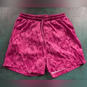 Vtg INC Swimshorts Pink Hibiscus M